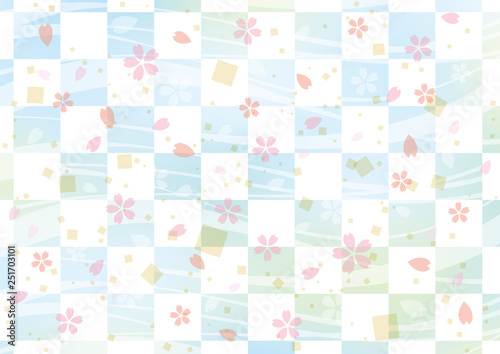 桜 花 和風 市松模様 背景 波 春 水色 Stock Vector Adobe Stock 桜 花 和風 市松模様 背景 波 春 水色 Stock Vector Adobe Stock
