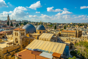 Wall Mural - Cityspace of Jerusalem with church of holy sepulchre, Israel