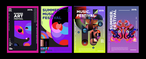 Wall Mural - Summer Colorful Art and Music Festival Poster and Cover Template for Event, Magazine, and Web Banner.