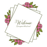 Fototapeta Tulipany - Vector illustration decoration pink flower frame for card writing welcome hand drawn