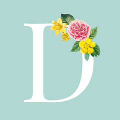 Floral styled letter D typography