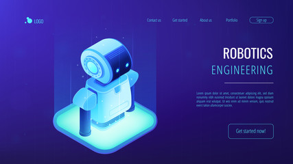 Poster - robotics technology isometric3d landing page.