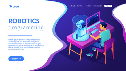 Poster - Robotics programming isometric3D landing page.