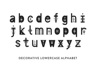 Aufkleber - Vector display lowercase alphabet decorated with geometric folk patterns