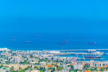 Wall Mural - Aerial view of port of Haifa, Israel