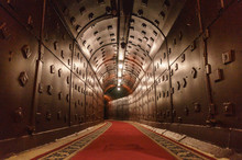 Underground Tunnel. Abandoned Bunker From Cold War. Anti-nuclear Underground Bunker Facility.