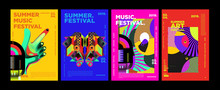 Summer Colorful Art And Music Festival Poster And Cover Template For Event, Magazine, And Web Banner.