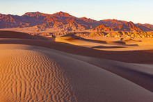 Mesquite Sand Dunes And Distant Mountains In Death Valley National Park, California, USA