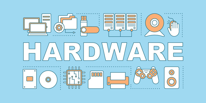 Computer hardware word concepts banner