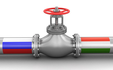 Poster - Pipeline with flags. Image with clipping path