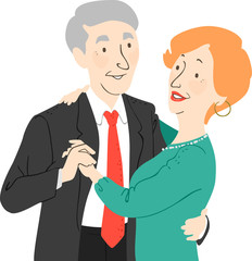 Poster - Senior Citizen Couple Dance Illustration