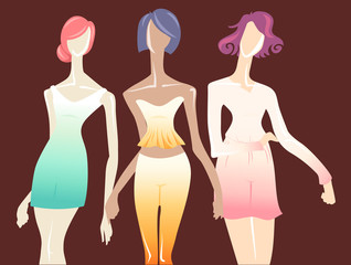 Poster - Girls Ombre Clothes Illustration