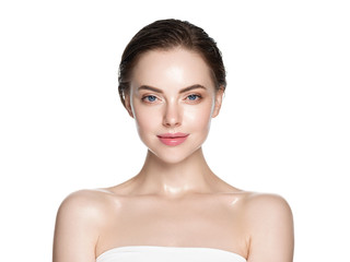 Wall Mural - skin care woman face with healthy beauty skin face closeup cosmetic age concept