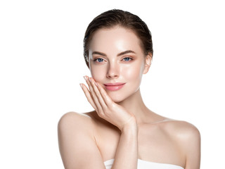 skin care woman face with healthy beauty skin face closeup cosmetic age concept