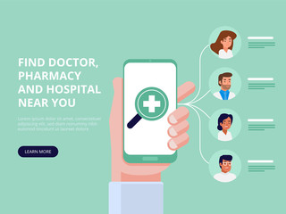 Poster - mobile medical application. flat vector illustration