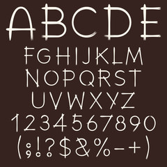 Aufkleber - Alphabet, letters, numbers and signs painted on a dark background. Isolated vector objects.