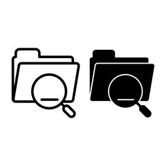 Poster - Folder with magnifier line and glyph icon. Search in folder vector illustration isolated on white. Document with zoom outline style design, designed for web and app. Eps 10.