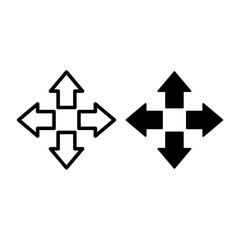 Poster - Four arrows line and glyph icon. Direction vector illustration isolated on white. Pointer outline style design, designed for web and app. Eps 10.