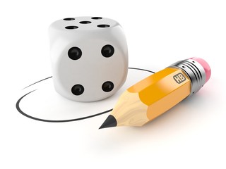 Sticker - Dice with pencil