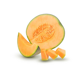 Poster - Fresh melon sliced on white background