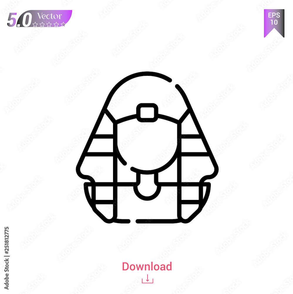 Outline pharaoh icon isolated on white background. Line pictogram ...