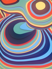 Poster - Colored sliced shape. Computer generated abstract geometric 3D render illustration