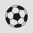 Football icon in flat style. Vector Soccer ball on transparent background . Sport object for you design projects