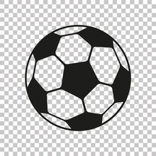Football Icon In Flat Style. Vector Soccer Ball On Transparent Background . Sport Object For You Design Projects