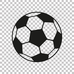 football icon in flat style. vector soccer ball on transparent background . sport object for you des
