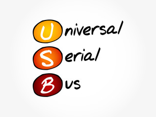 Aufkleber - USB - Universal Serial Bus acronym, technology concept background