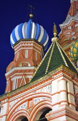 Saint Basils cathedral on the Red Square in Moscow. Color night photo.