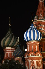 Saint Basils cathedral on the Red Square in Moscow. Color night photo.