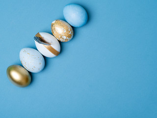 Set of colorful eggs decorated for Easter.