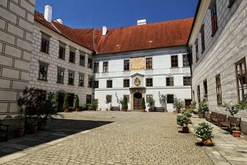 Court of Trebon Castle in the summer