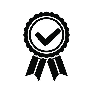 Award vector icon, badge with ribbons icon, approval illustration