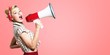 © BillionPhotos.com - Portrait of woman holding megaphone, dressed in pin-up style