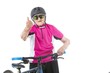 © giorgiomtb - Elderly woman in pink shirt with a bike