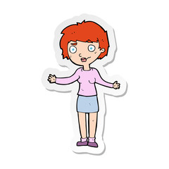 sticker of a cartoon confused woman