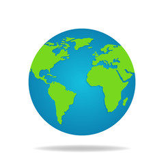 earth globe isolated on white background. world map. earth icon. vector illustration for your design