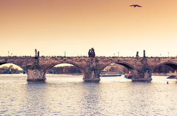 Fototapete - Stunning image of Charles bridge in Prague.