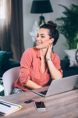 Wall Mural - Beautiful woman enjoying time at home