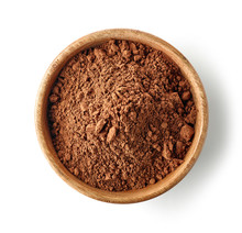 Wooden Bowl Of Cocoa Powder
