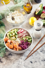 Wall Mural - Poke bowl, traditional Hawaiian raw fish salad