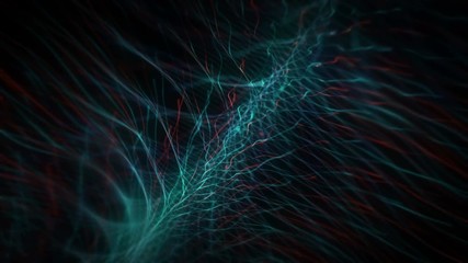 Poster - Animation of Technology blue and red abstract background. Glowing connecting dots and lines. Sci fi concept image.