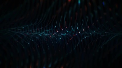Poster - Animation of Technology blue and red abstract background. Glowing connecting dots and lines. Sci fi concept image.