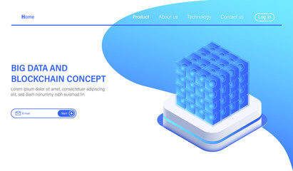 Poster - big data isometric vector illustration. abstract 3d hosting server or data center room background