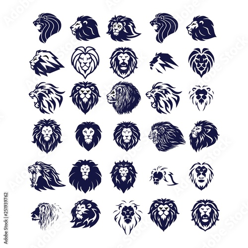 set of head lion logo design vector Wallpaper Mural