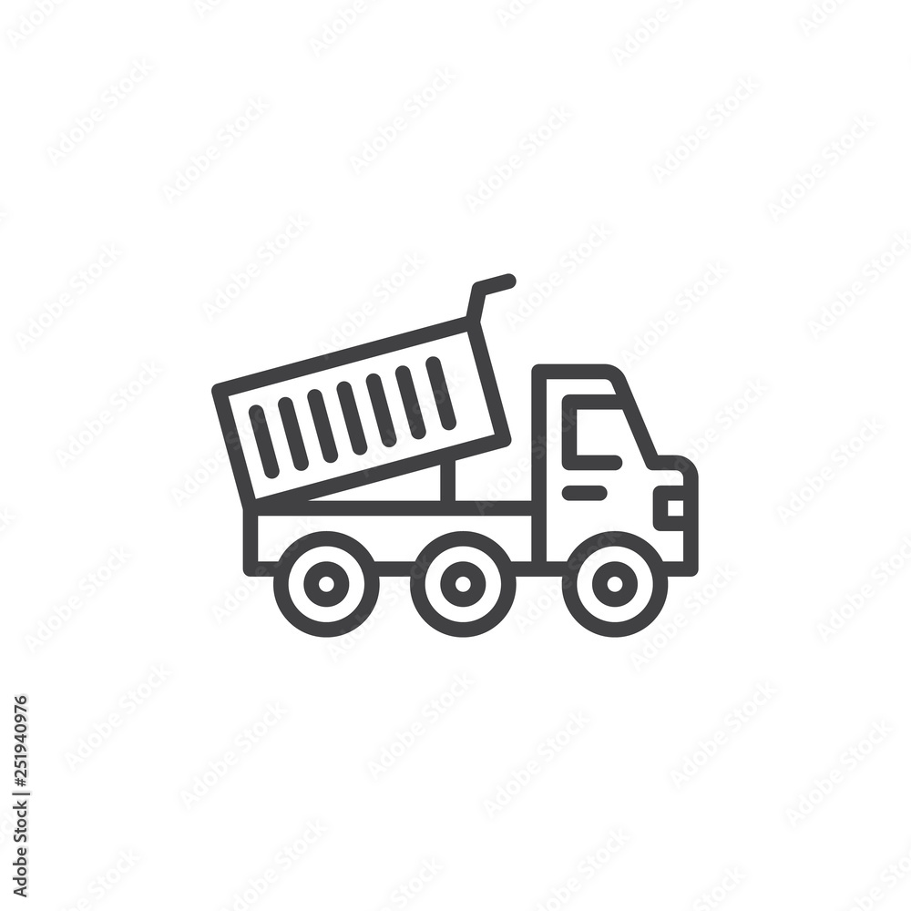 Heavy truck line icon. linear style sign for mobile concept and web ...