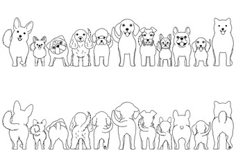 Wall Mural - small dogs line art border set