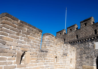 China's famous landmark buildings, the Great Wall and mountains.